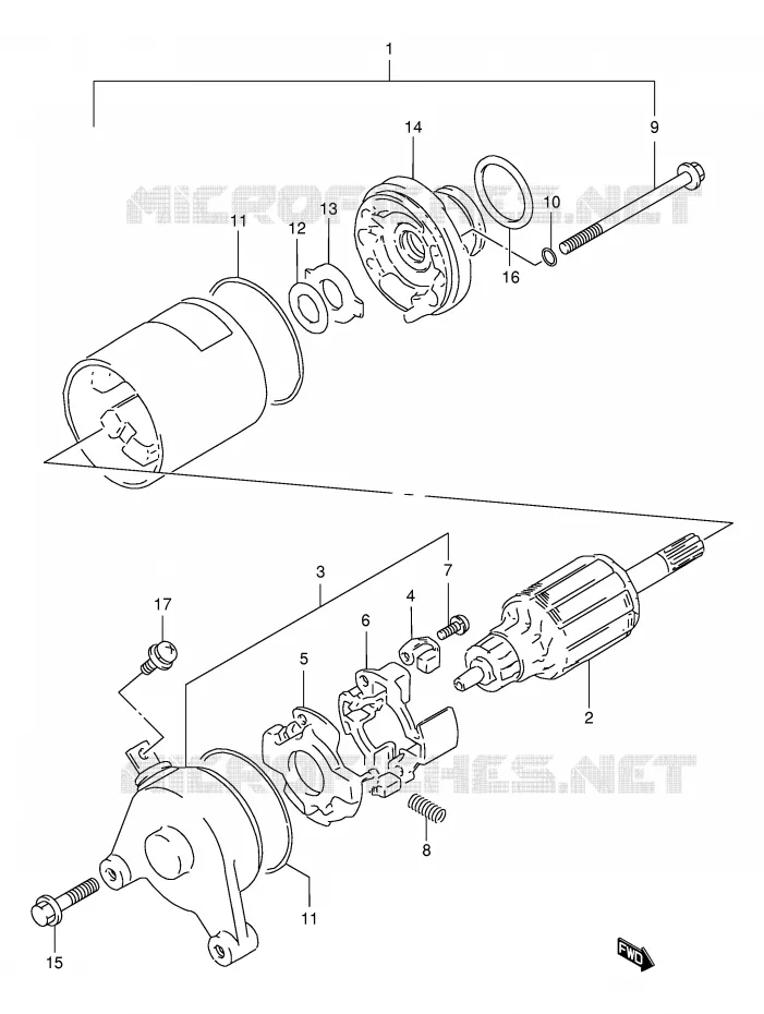 DEMARREUR (MODELE R/S/T/V/W/X) Suzuki MOTO 125 DR 1997  DR125SEUV(E4)