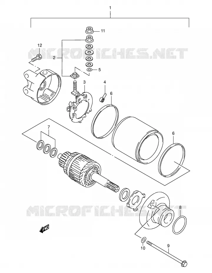 DEMARREUR (MODELE T/V/W/X) Suzuki MOTO 350 DR 1995  DR350SES(E2)