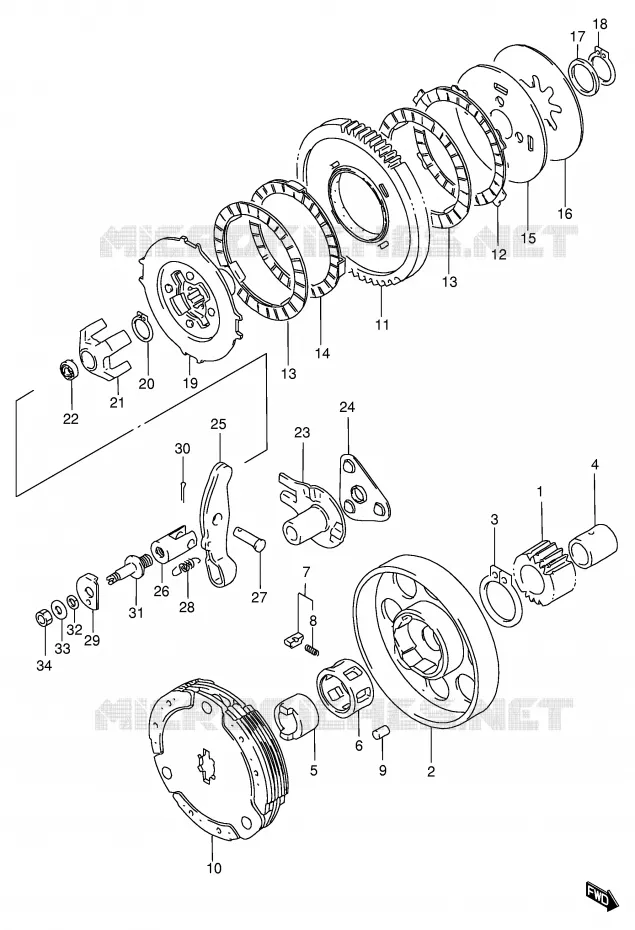 EMBRAYAGE (MODELE G/R) Suzuki SCOOTER 100 FB 1997  FB100V(E71)