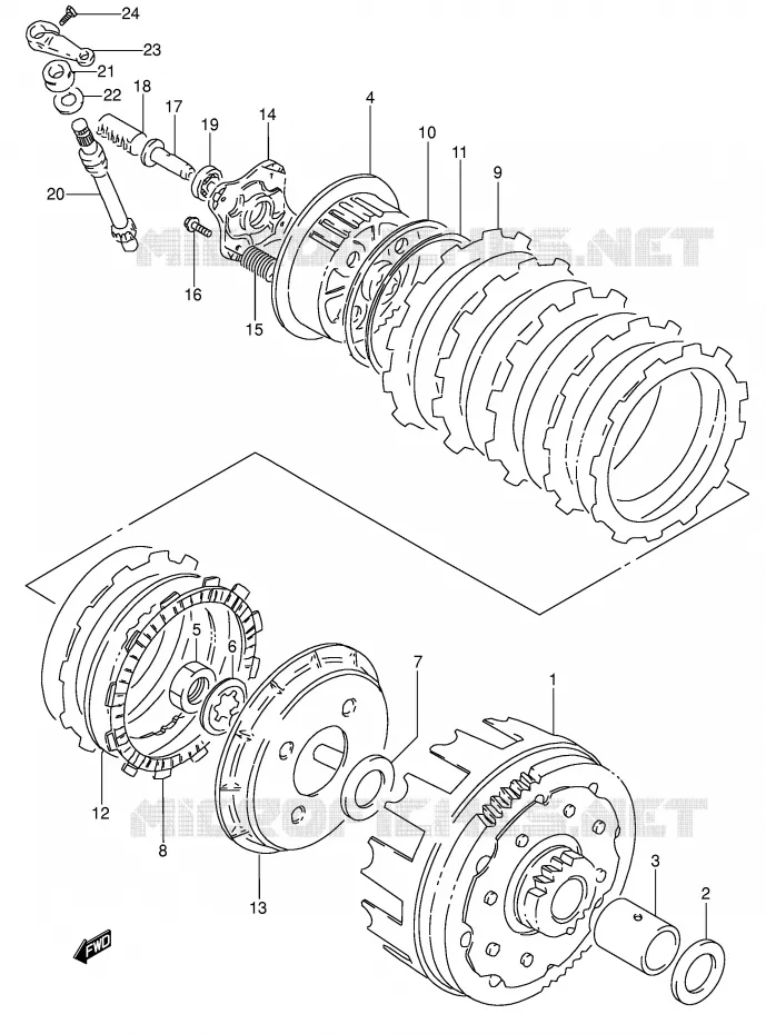 EMBRAYAGE (MODELE M/N/P) Suzuki MOTO 650 DR 1993  DR650RSEP(E4)