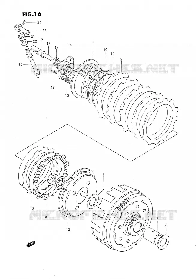 EMBRAYAGE (MODELE N/P) Suzuki MOTO 650 DR 1992  DR650RN(E4)