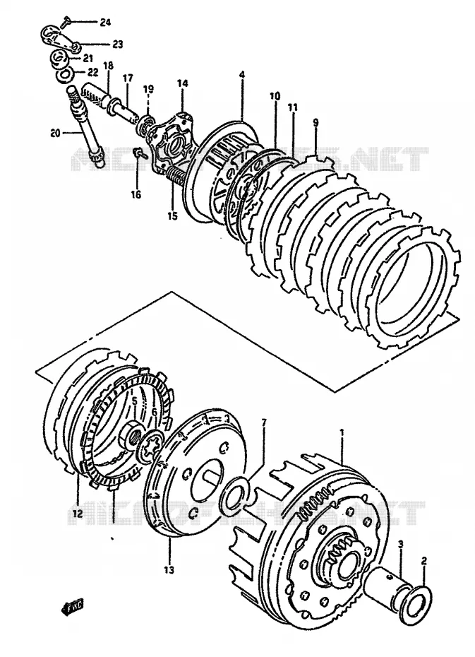 EMBRAYAGE (MODELE N/P) Suzuki MOTO 650 DR 1992  DR650RUN(N/P/R)