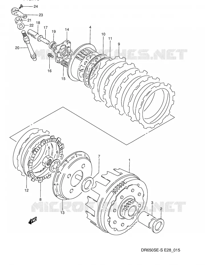 EMBRAYAGE (MODELE N/P) Suzuki MOTO 650 DR 1992  DR650SN(E28)