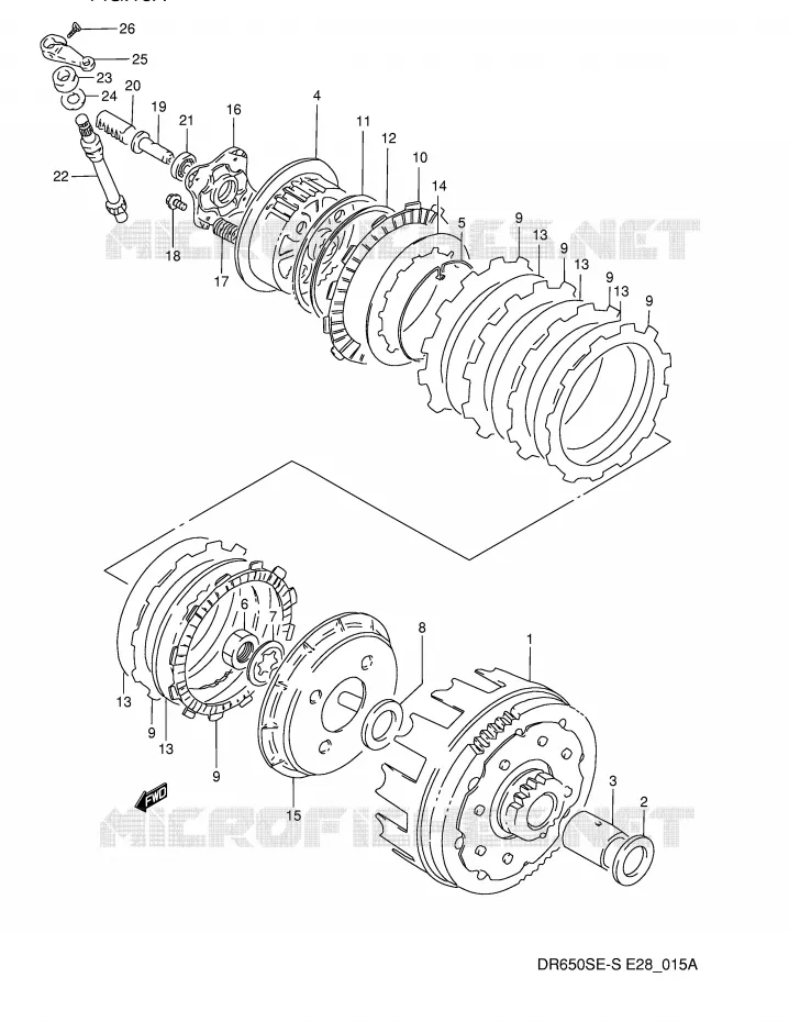 EMBRAYAGE (MODELE R/S) Suzuki MOTO 650 DR 1992  DR650SN(E28)