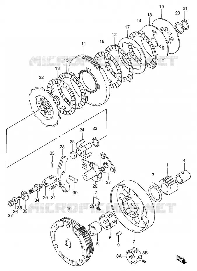 EMBRAYAGE (MODELE S/V/X/Y) Suzuki SCOOTER 100 FB 1999  FB100X(E71)