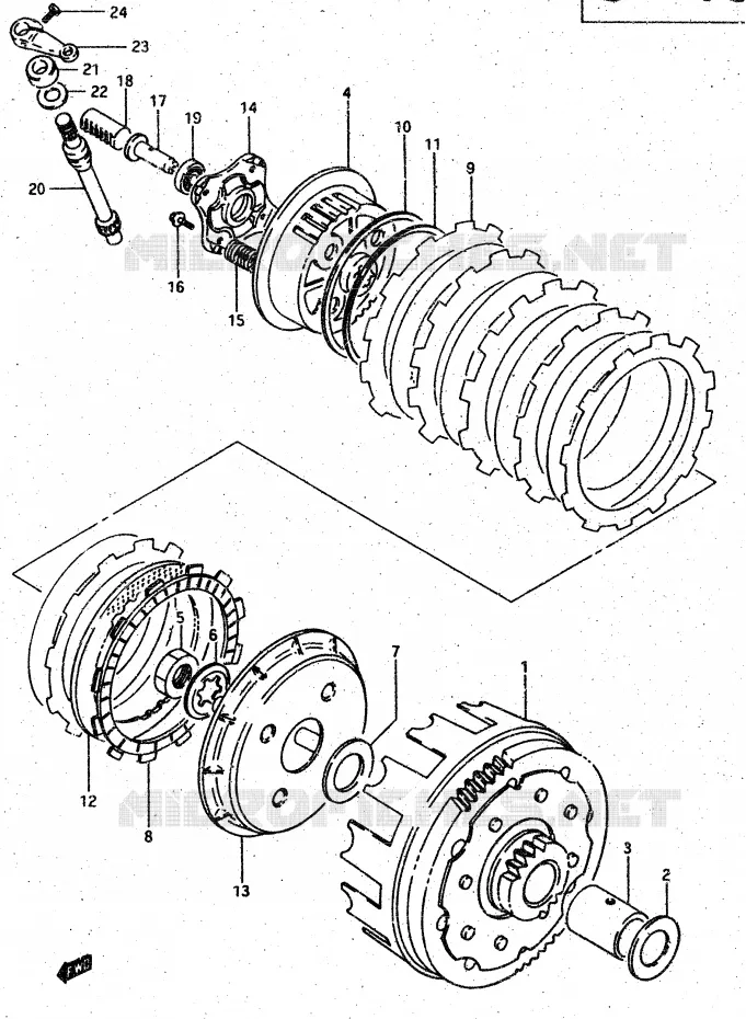 EMBRAYAGE Suzuki MOTO 500 DR 1987  DR500RH(G/H/J)