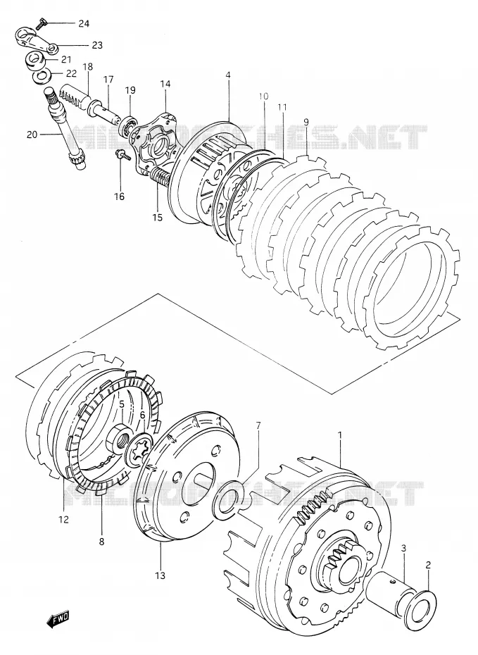 EMBRAYAGE Suzuki MOTO 650 DR 1990  DR650RSL(E2)