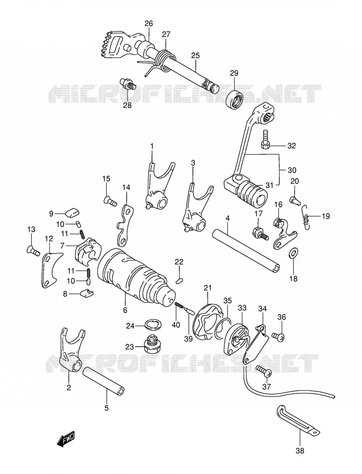ENSEMBLE DE SELECTION DE VITESSES Suzuki MOTO 200 DR 2004  DR200SEK4(E3/E28)