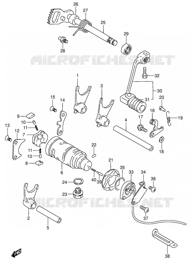 ENSEMBLE DE SELECTION DE VITESSES Suzuki MOTO 200 DR 2005  DR200SEK5(E24)