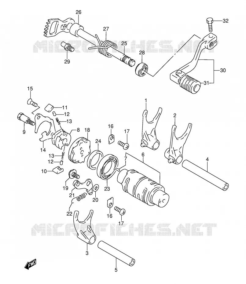 ENSEMBLE DE SELECTION DE VITESSES Suzuki MOTO 350 DR 1991  DR350M(E3)