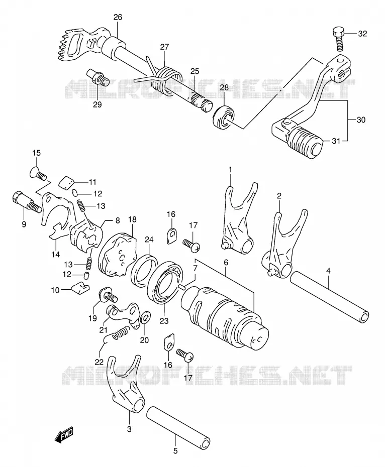 ENSEMBLE DE SELECTION DE VITESSES Suzuki MOTO 350 DR 1992  DR350N(E1)