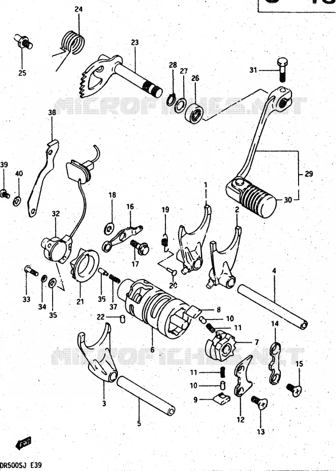 ENSEMBLE DE SELECTION DE VITESSES Suzuki MOTO 500 DR 1987  DR500RH(G/H/J)
