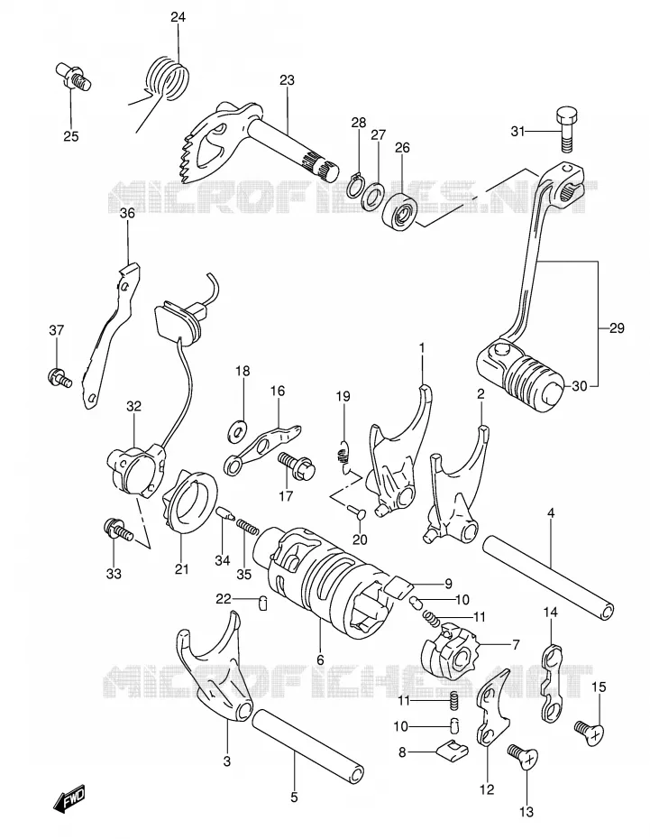 ENSEMBLE DE SELECTION DE VITESSES Suzuki MOTO 650 DR 1993  DR650RSEUP(E4)