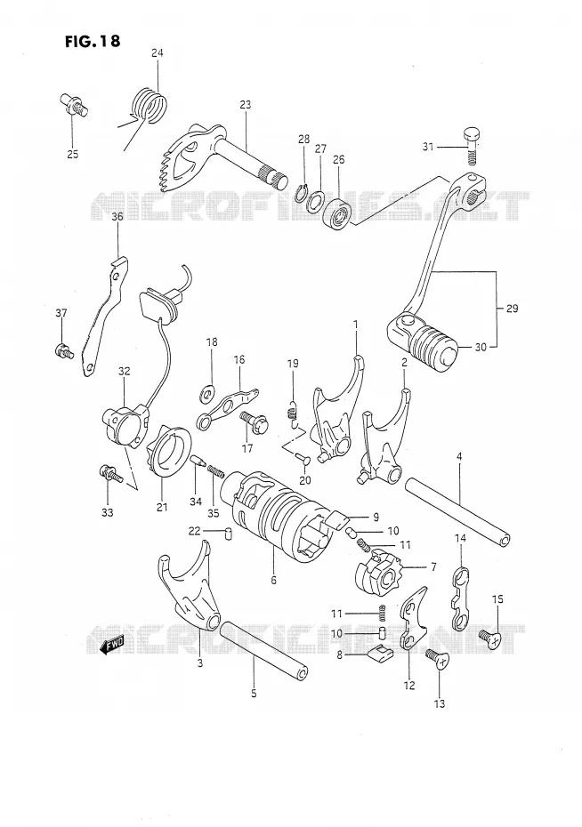 ENSEMBLE DE SELECTION DE VITESSES Suzuki MOTO 650 DR 1993  DR650RUP(E4)