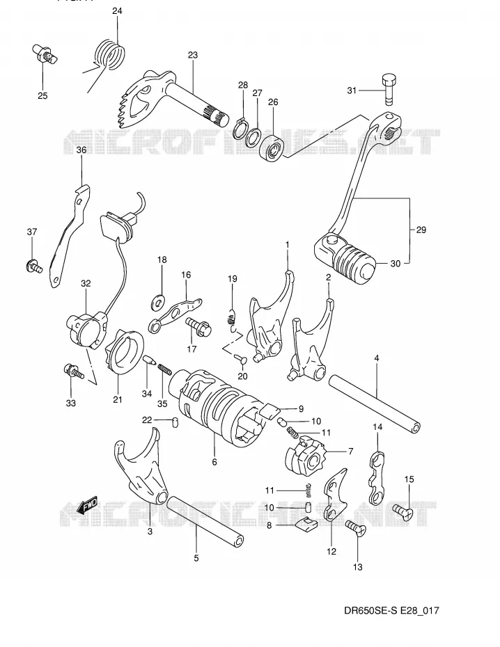 ENSEMBLE DE SELECTION DE VITESSES Suzuki MOTO 650 DR 1995  DR650SES(E28)
