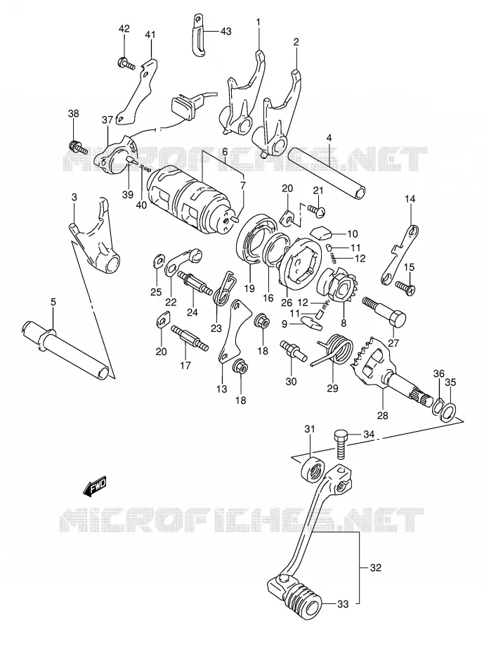 ENSEMBLE DE SELECTION DE VITESSES Suzuki MOTO 800 DR 1993  DR800SP(E4)