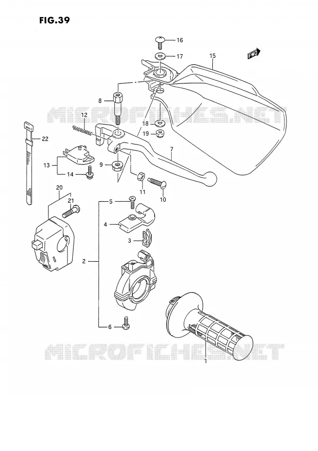 ENSEMBLE LEVIER - COMMODO DROIT (DR350SL/SM,DR350SN/SP/SR E24) Suzuki MOTO 350 DR 1994  DR350SR(E2)