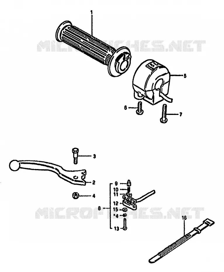 ENSEMBLE LEVIER - COMMODO DROIT (E34) Suzuki MOTO 550 GS 1982  GS550MZ(X/Z)
