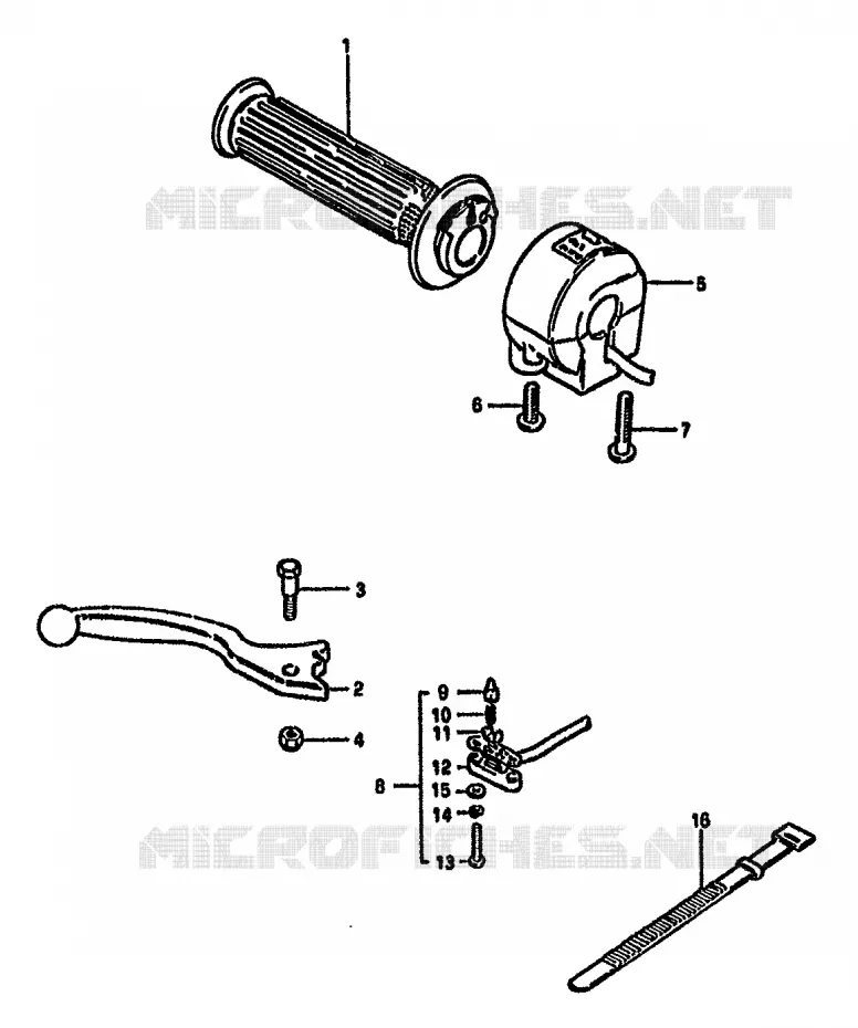 ENSEMBLE LEVIER - COMMODO DROIT (E4,E17,E22) Suzuki MOTO 550 GS 1982  GS550MZ(X/Z)