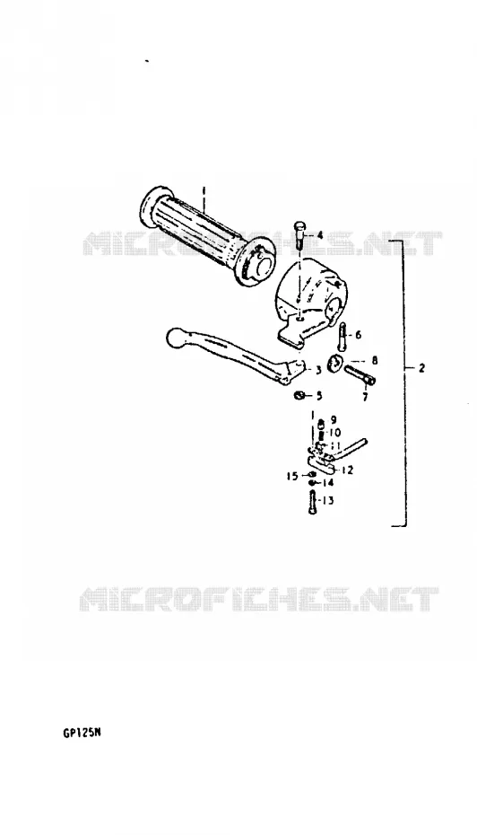 ENSEMBLE LEVIER - COMMODO DROIT (GP125UC, GP125UN) Suzuki MOTO 125 GP 1992  GP125UN(C/N)