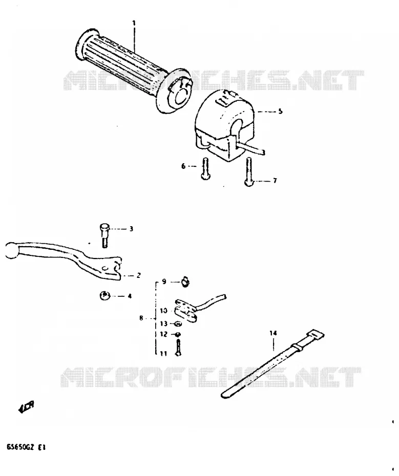 ENSEMBLE LEVIER - COMMODO DROIT (MODELE Z) Suzuki MOTO 650 GS 1999  GS650GX(X/Z)