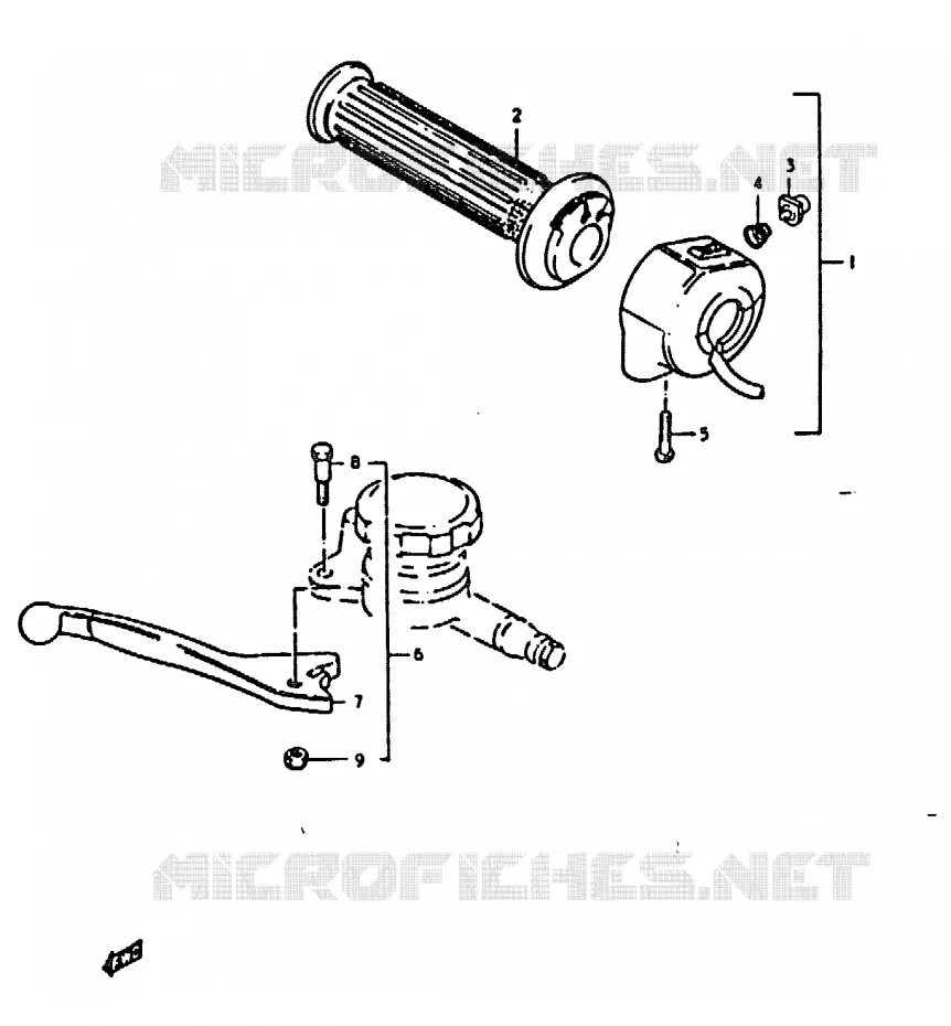 ENSEMBLE LEVIER - COMMODO DROIT Suzuki MOTO 1000 GS 1978  GS1000C(C/N)