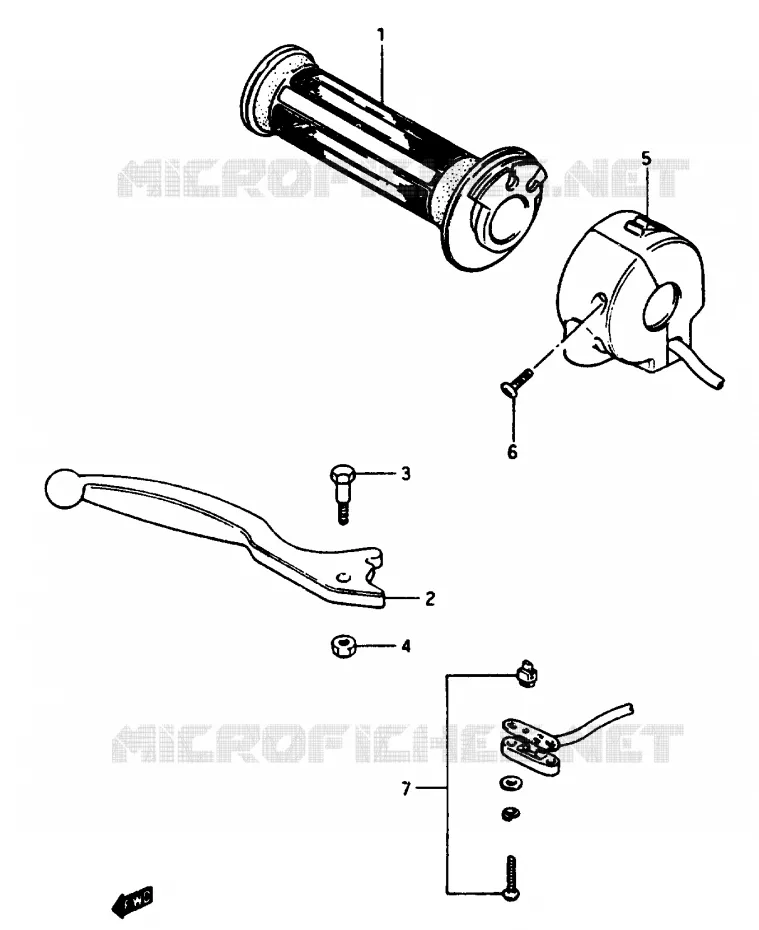 ENSEMBLE LEVIER - COMMODO DROIT Suzuki MOTO 1100 GSX-E 1985  GSX1100ESF(E/F/G)