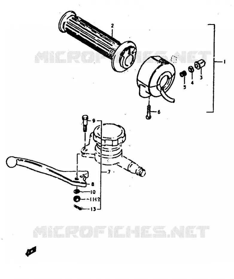 ENSEMBLE LEVIER - COMMODO DROIT Suzuki MOTO 400 GS 1978  GS400EC(C/N)