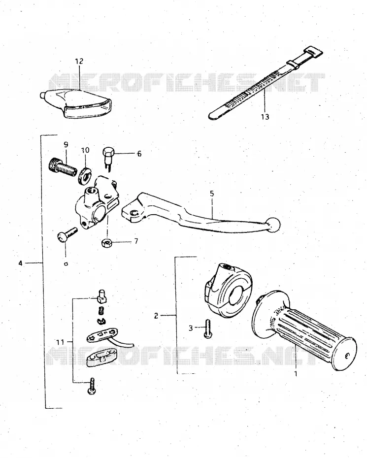 ENSEMBLE LEVIER - COMMODO DROIT Suzuki MOTO 500 DR 1983  DR500SD(E1)