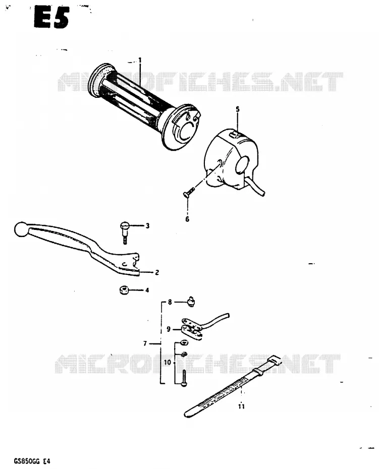 ENSEMBLE LEVIER - COMMODO DROIT Suzuki MOTO 850 GS 1985  GS850GF(E4)