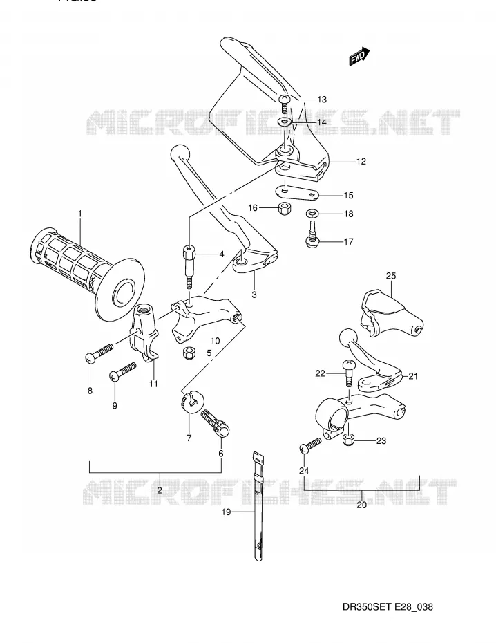 ENSEMBLE LEVIER - POIGNEE GAUCHE (MODELE L/M/N/P) Suzuki MOTO 350 DR 1993  DR350SP(E28)