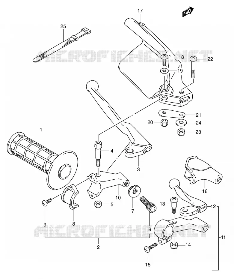 ENSEMBLE LEVIER - POIGNEE GAUCHE Suzuki MOTO 350 DR 1995  DR350S(E1)