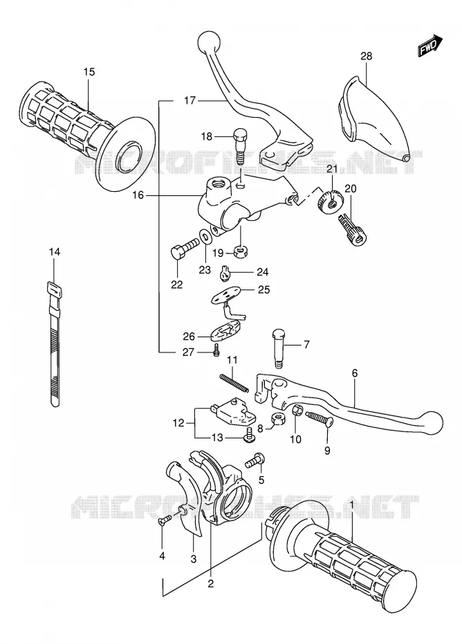 ENSEMBLE LEVIERS - POIGNEES Suzuki MOTO 125 DR 1996  DR125SET(E4)