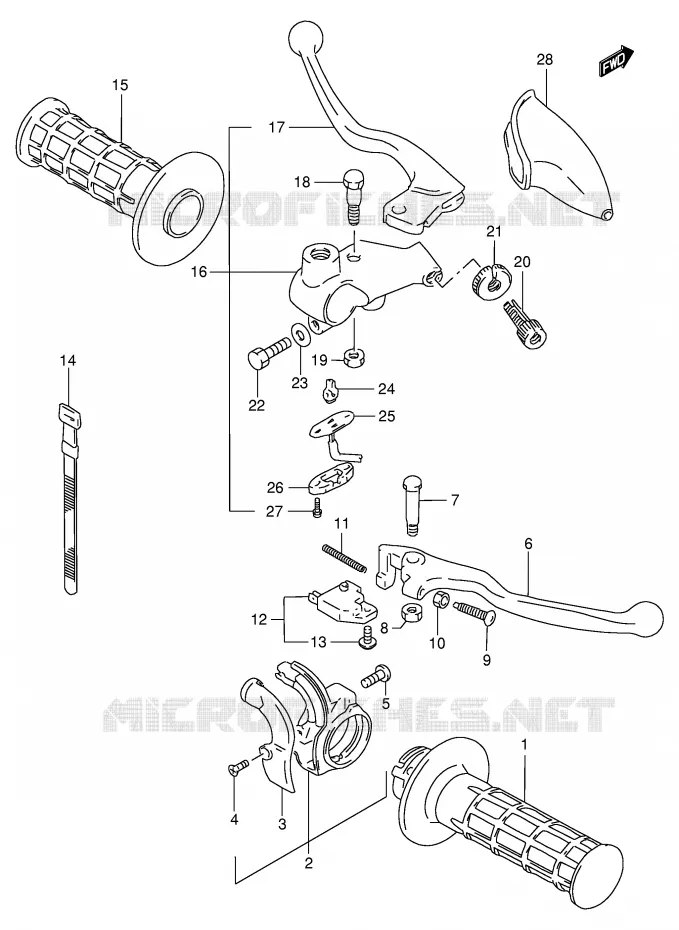 ENSEMBLE LEVIERS - POIGNEES Suzuki MOTO 200 DR 2000  DR200SEY(E24)