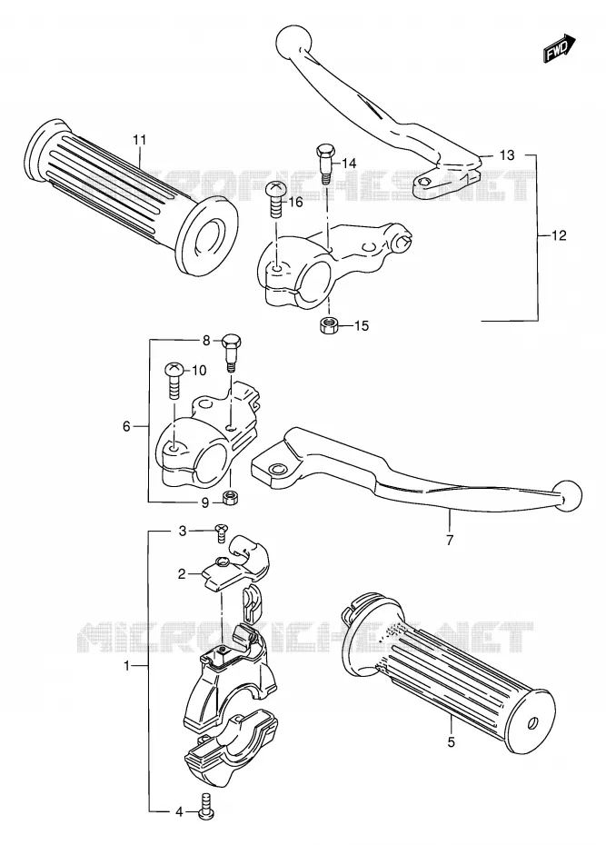 ENSEMBLE LEVIERS - POIGNEES Suzuki MOTO 80 DS 2000  DS80Y(E24)