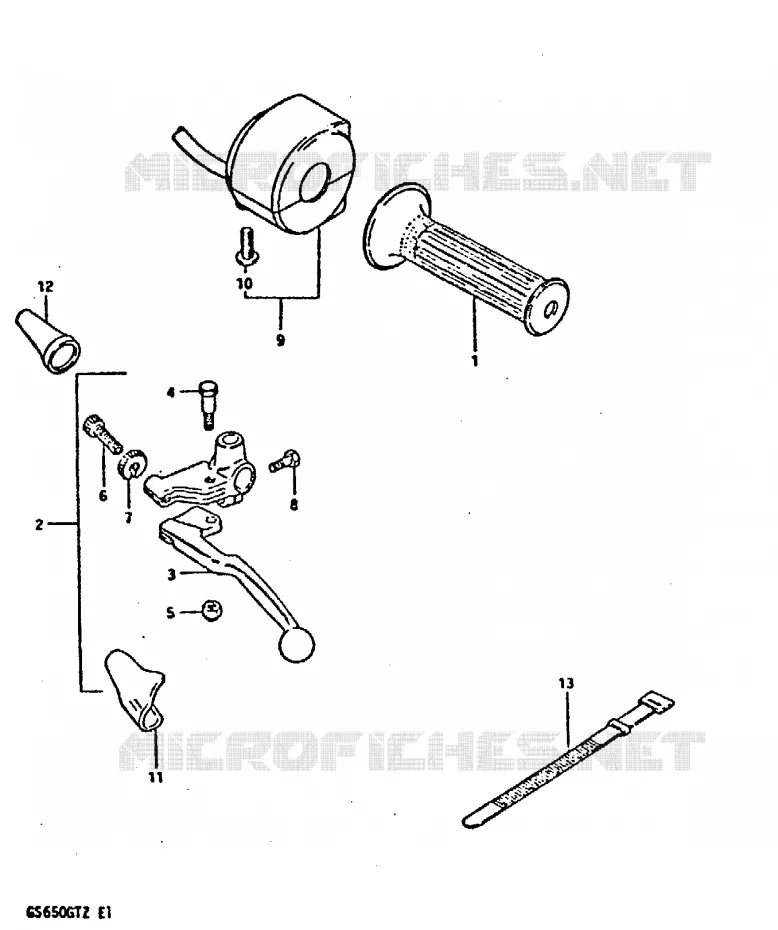 ENSEMBLE POIGNEE GAUCHE (MODELE X) Suzuki MOTO 650 GS 1982  GS650GTZ(X/Z)