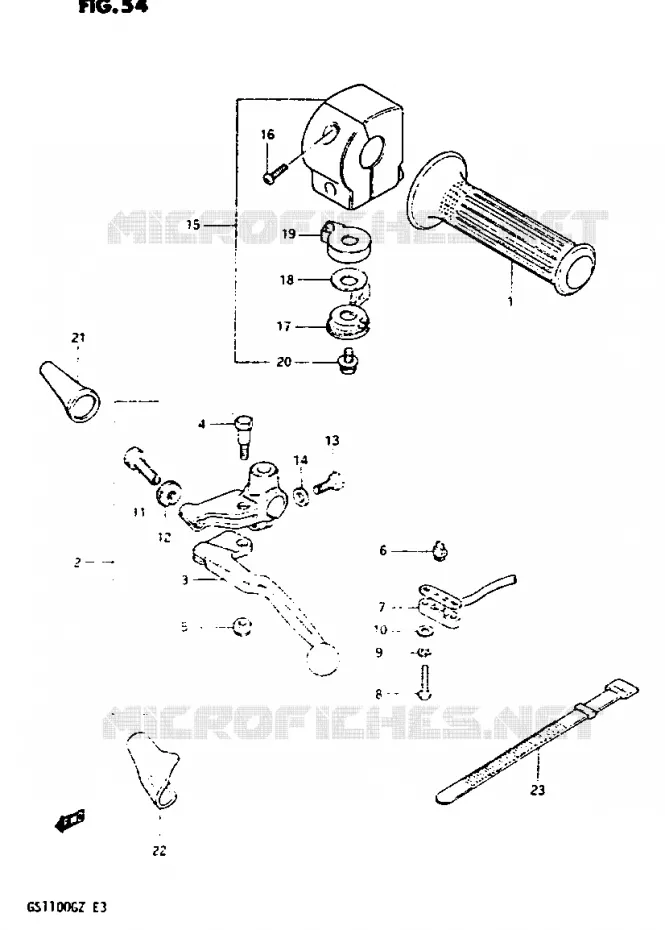 ENSEMBLE POIGNEE GAUCHE Suzuki MOTO 1100 GS-G 1983  GS1100GD(Z/D)