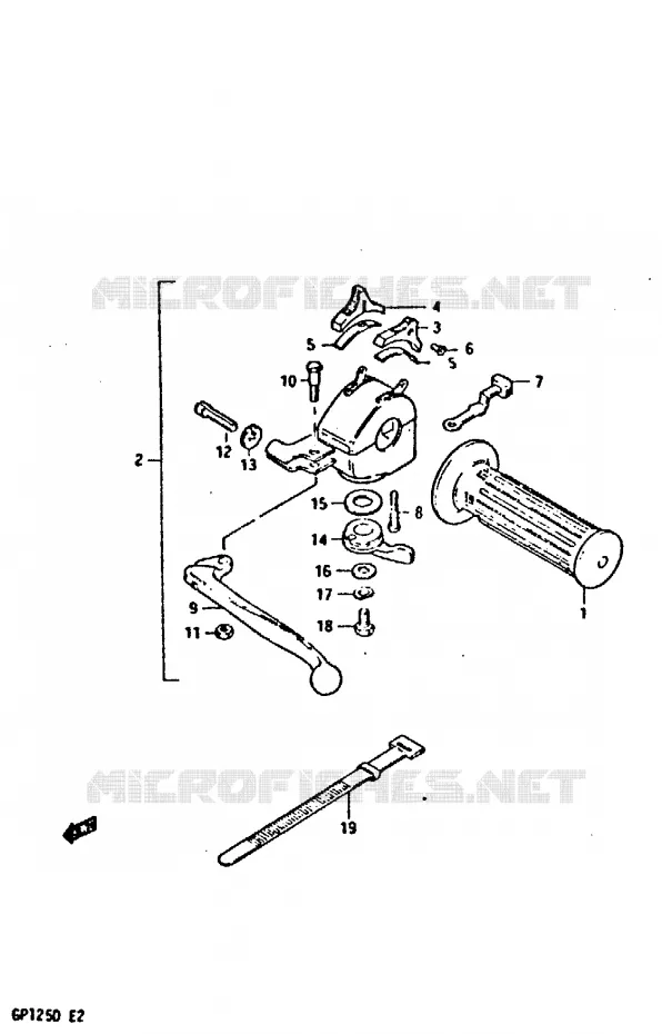 ENSEMBLE POIGNEE GAUCHE Suzuki MOTO 125 GP 1983  GP125D(X/D)