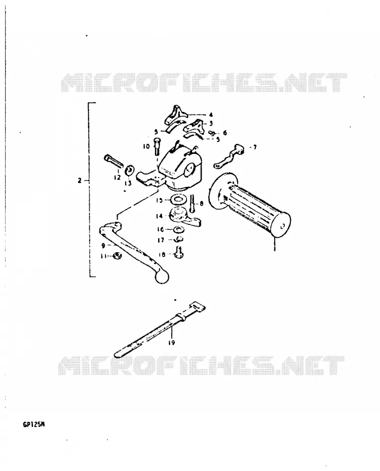 ENSEMBLE POIGNEE GAUCHE Suzuki MOTO 125 GP 1992  GP125N(C/N)