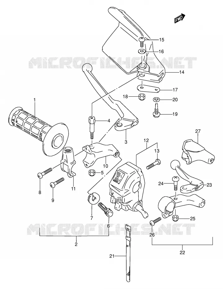 ENSEMBLE POIGNEE GAUCHE Suzuki MOTO 250 DR 1990  DR250SL(E24)