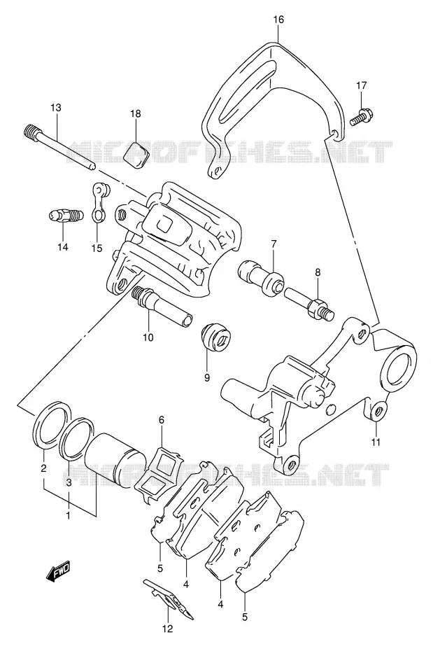 ETRIER DE FREIN ARRIERE (MODELE L/M) Suzuki MOTO 350 DR 1990  DR350L(E1)
