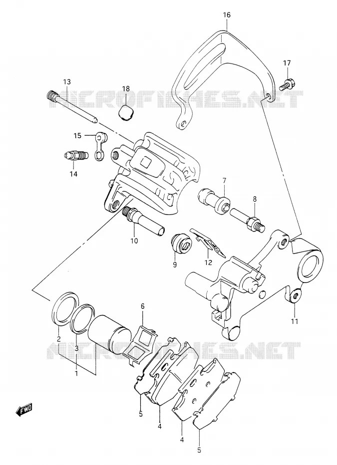 ETRIER DE FREIN ARRIERE (MODELE N/P) Suzuki MOTO 350 DR 1992  DR350N(E28)
