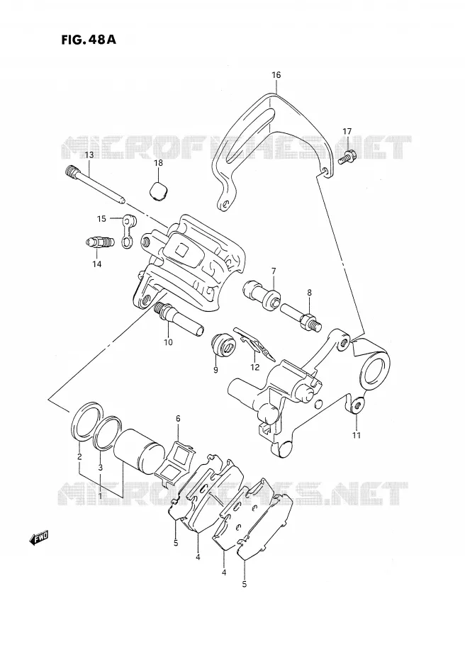 ETRIER DE FREIN ARRIERE (MODELE N/P) Suzuki MOTO 350 DR 1992  DR350SHN(E2)