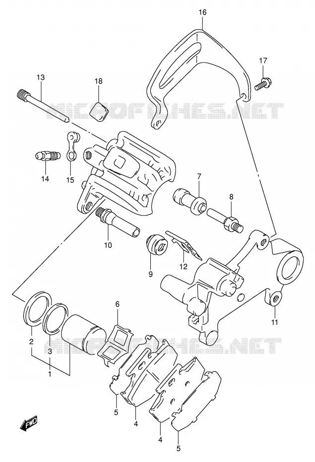 ETRIER DE FREIN ARRIERE (MODELE N/P) Suzuki MOTO 350 DR 1995  DR350S(E1)