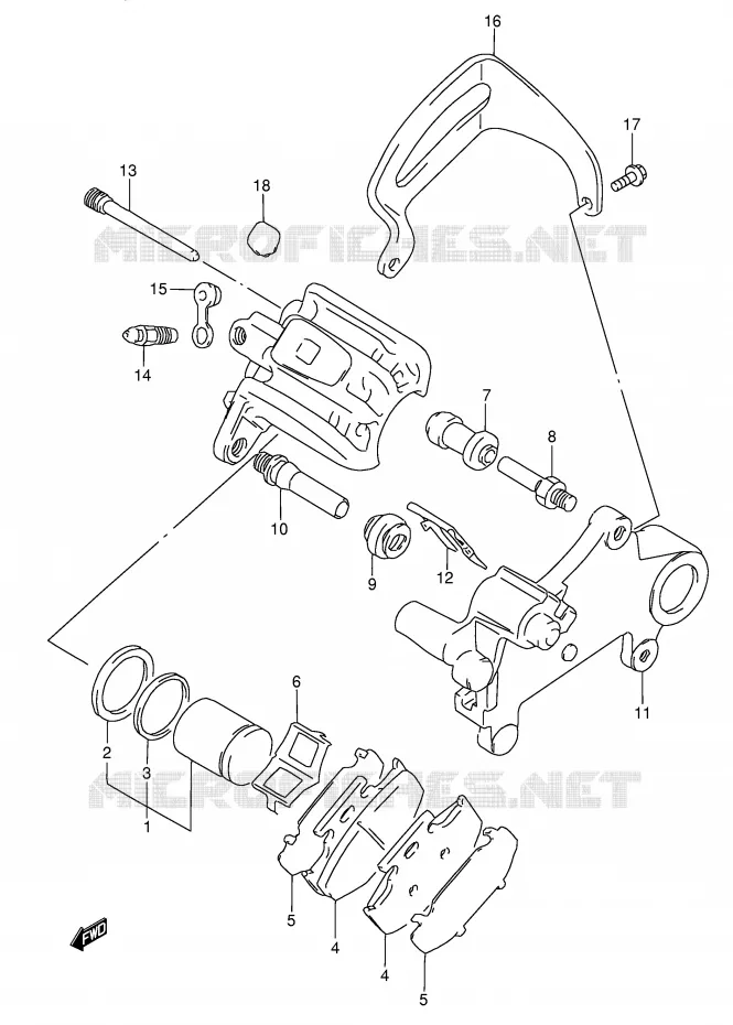 ETRIER DE FREIN ARRIERE (MODELE N/P) Suzuki MOTO 350 DR 1995  DR350S(E3)