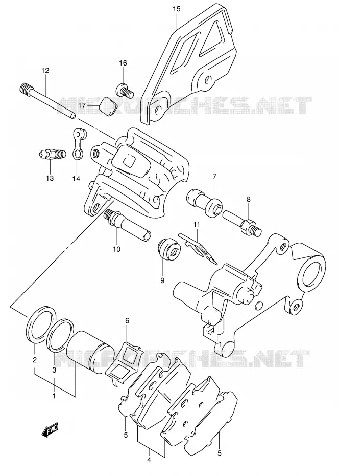 ETRIER DE FREIN ARRIERE (MODELE R/S/T) Suzuki MOTO 350 DR 1992  DR350N(E1)