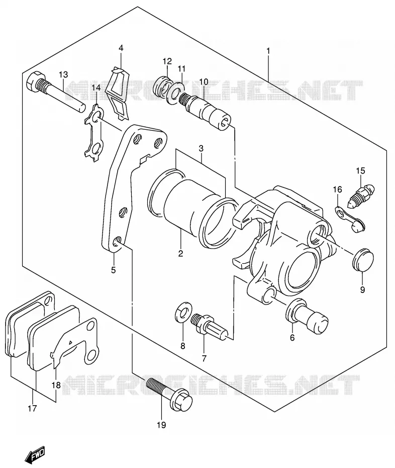 ETRIER DE FREIN AVANT (MODELE K1/MODELE K2 P9) Suzuki MOTO 200 DR 2001  DR200SEK1(E24)