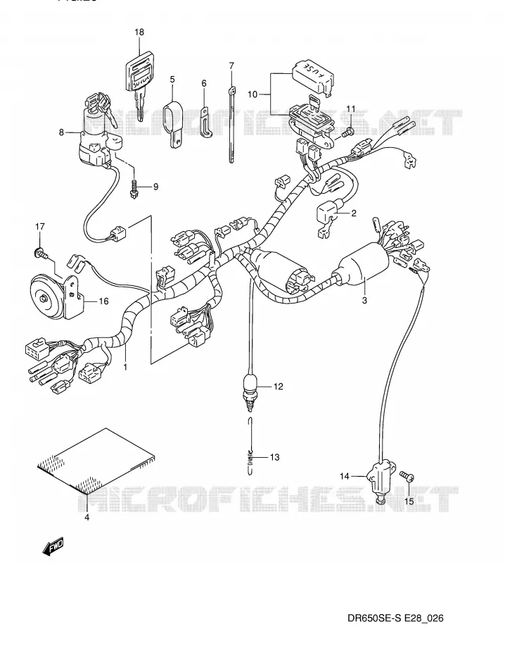 FAISCEAU ELECTRIQUE (MODELE N/P) Suzuki MOTO 650 DR 1993  DR650SP(E28)