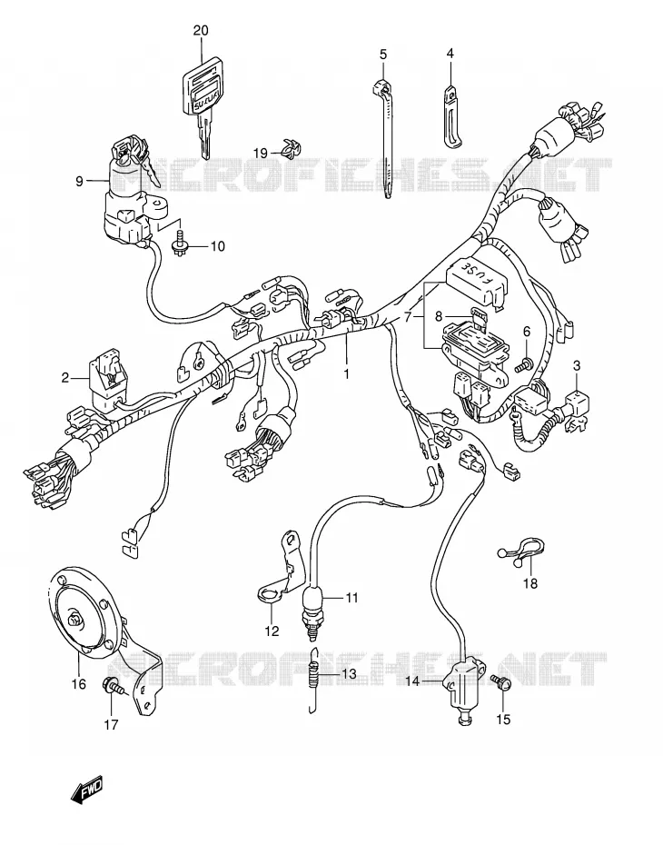 FAISCEAU ELECTRIQUE (MODELE S) Suzuki MOTO 800 DR 1993  DR800SUP