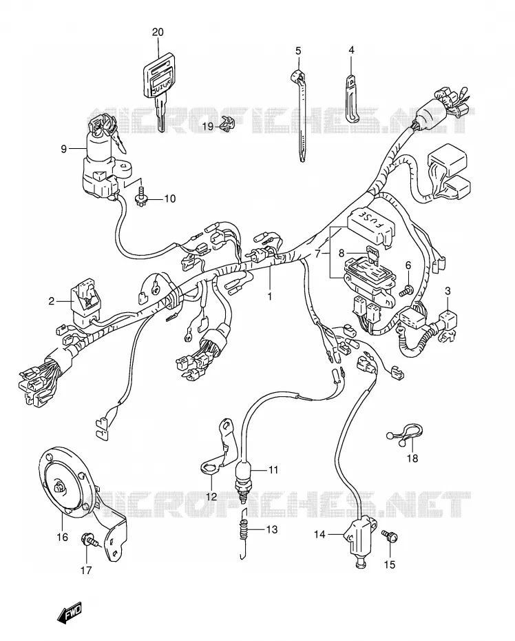 FAISCEAU ELECTRIQUE (MODELE T) Suzuki MOTO 800 DR 1991  DR800SM(E4)